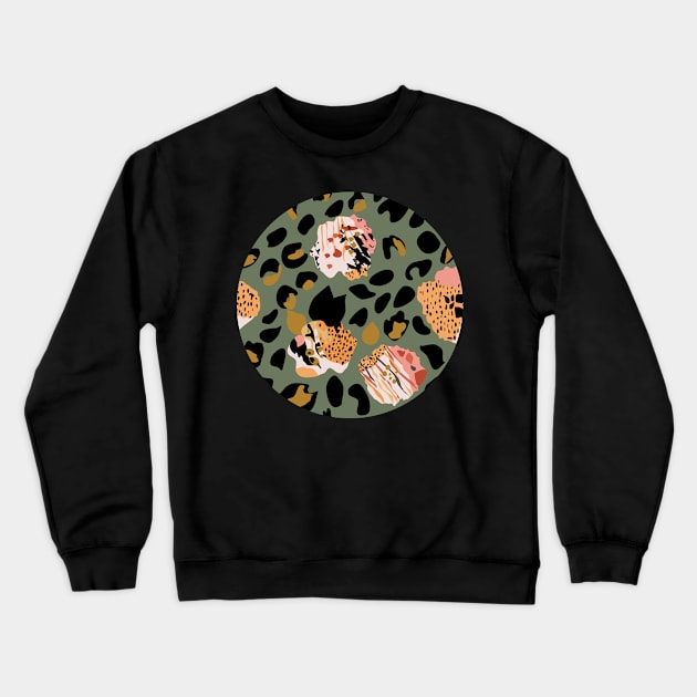 Modern abstract rose and leopard texture Crewneck Sweatshirt by dvongart